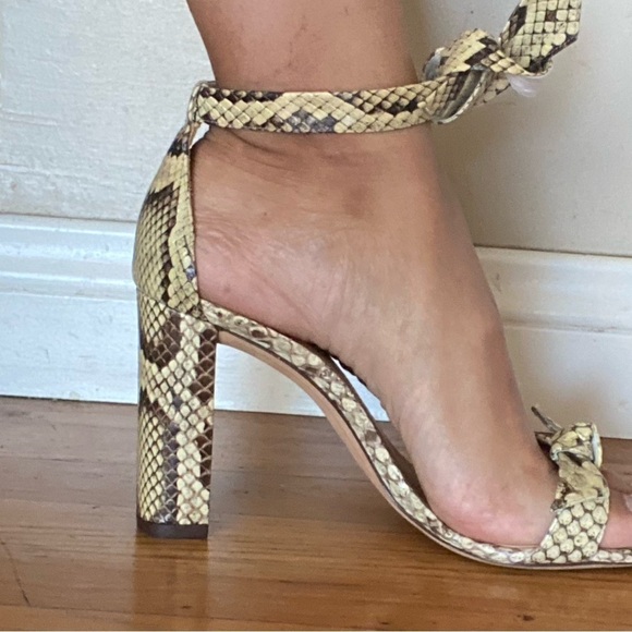 Alexandre Birman Clarita Bow Python Block Heel Sandals Size 40 - Picture 4 of 14
